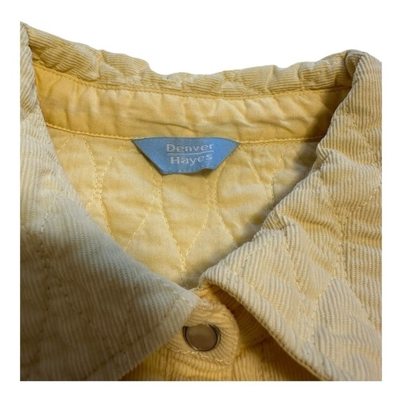 Quilted Corduroy Snap Button Pastel Yellow Coat | Denver Hayes - Size Medium - Picture 6 of 12